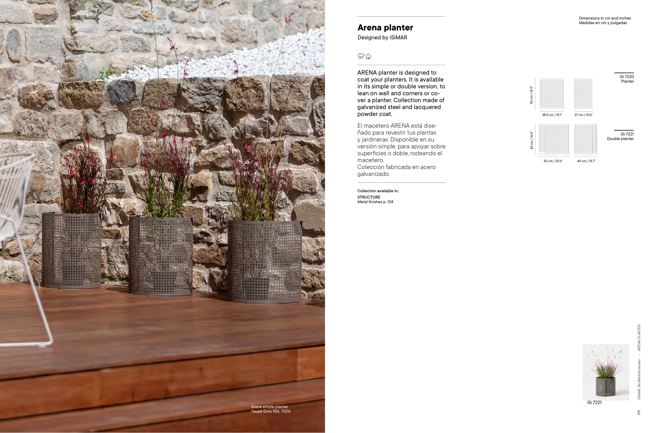 Arena Double planter — as printed in iSiMAR — Catalogue 2026