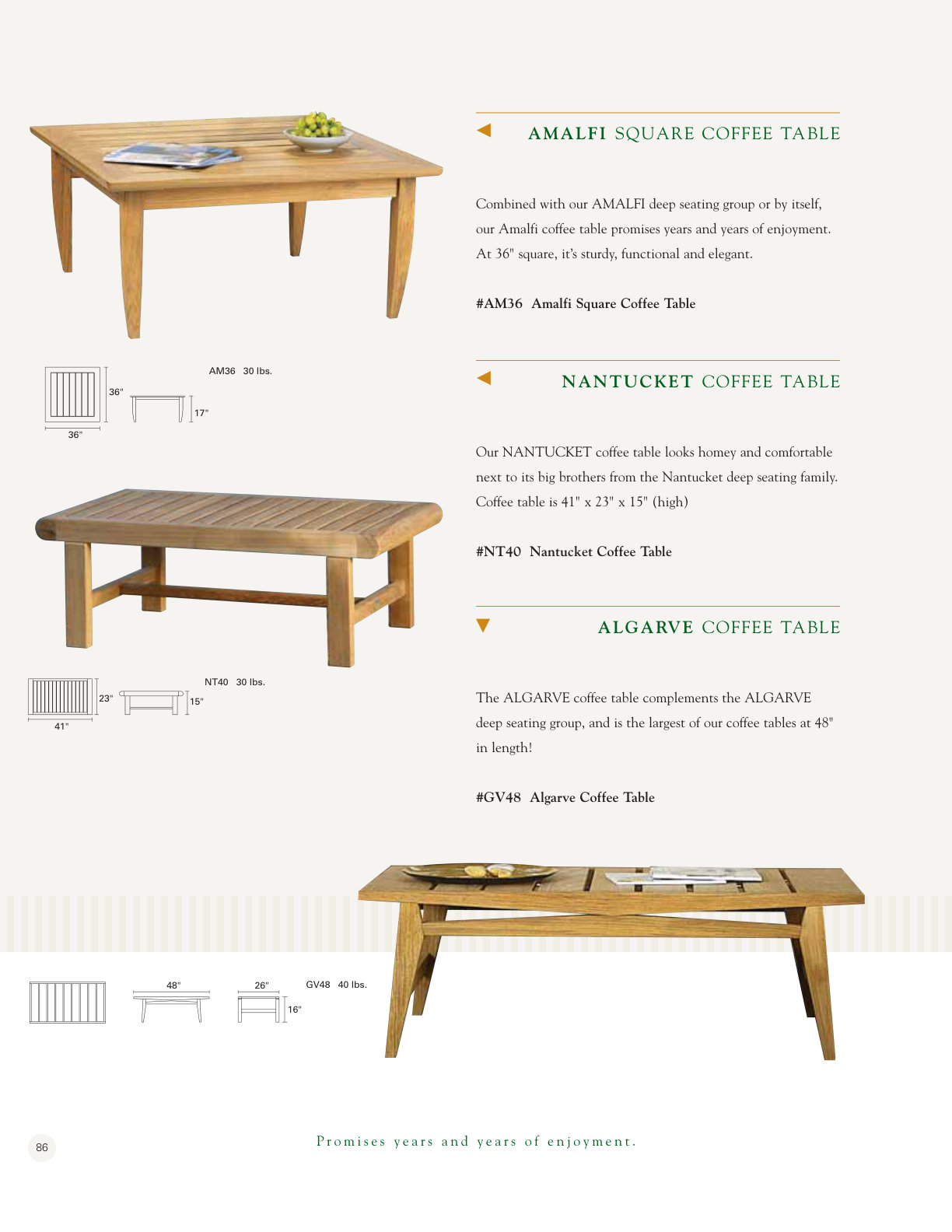 Amalfi Square Coffee Table — as printed in Kingsley Bate — Collection 2006, Australian edition
