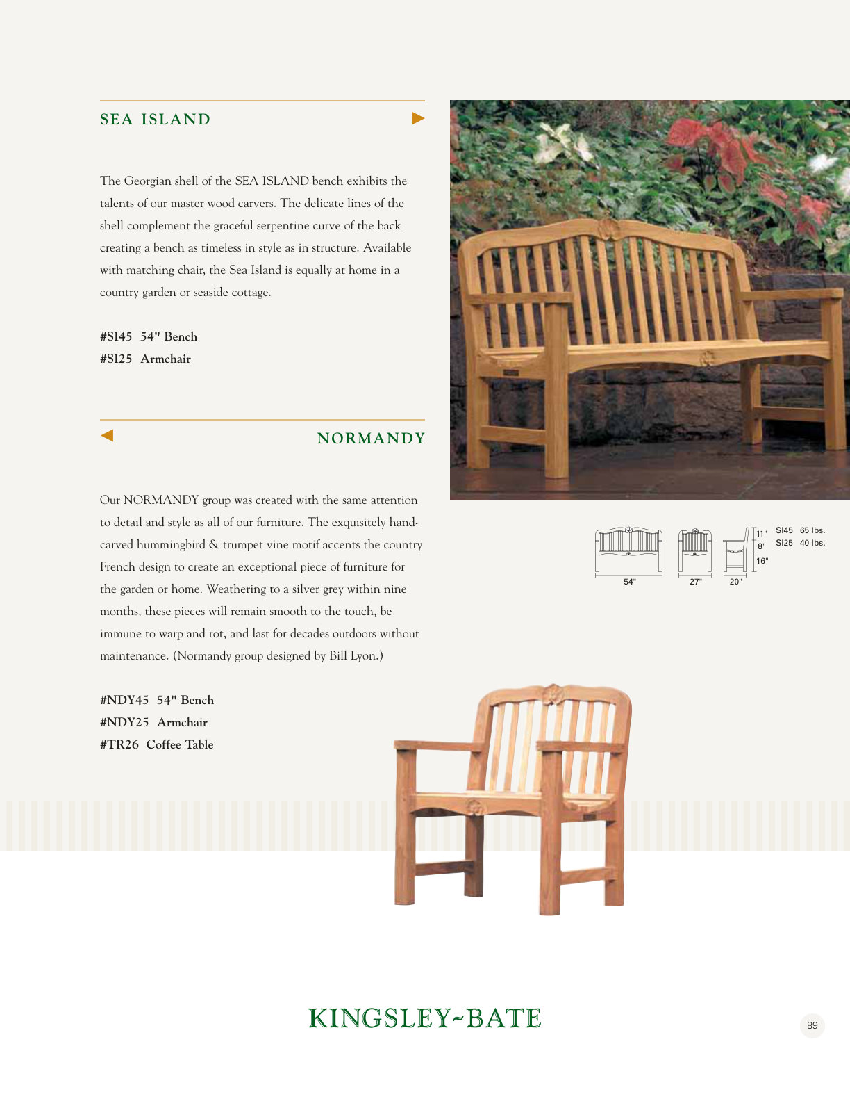 Normandy 54" Bench — as printed in Kingsley Bate — Collection 2006, Australian edition