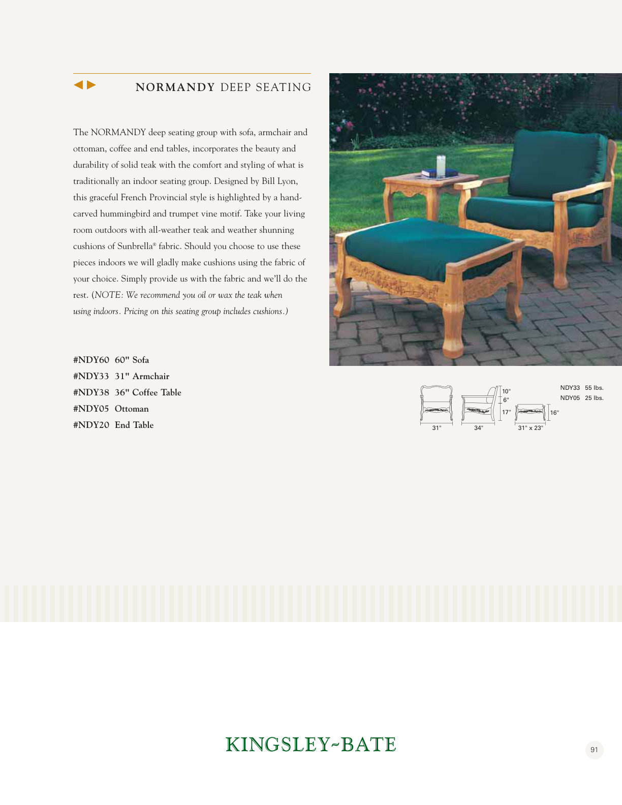 Normandy 31" Armchair — as printed in Kingsley Bate — Collection 2006, Australian edition